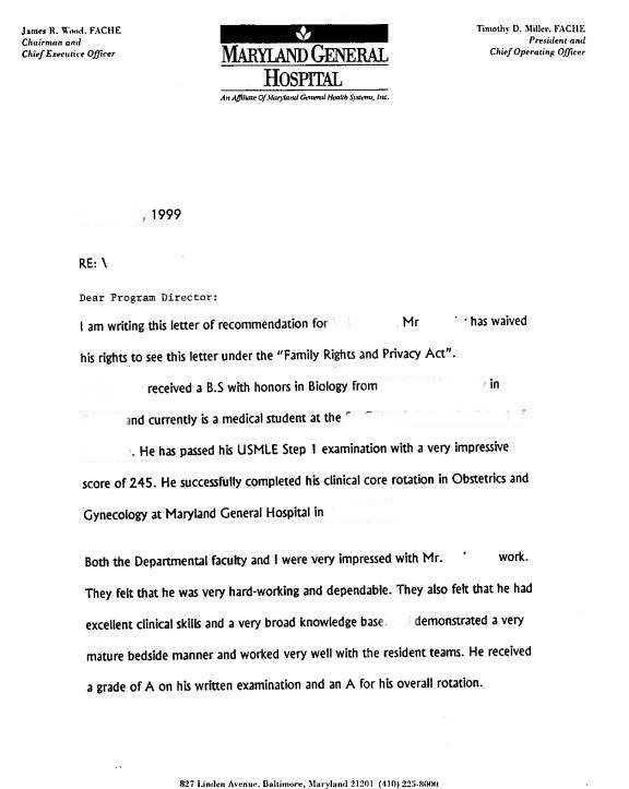 Letter of Recommendation Letter of Recommendation