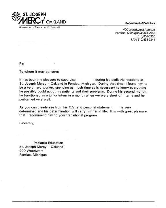 Letter of Recommendation Letter of Recommendation