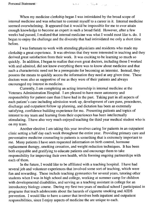 medical personal statement