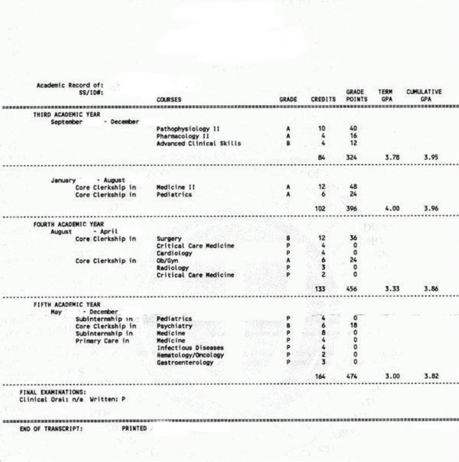 Medical School Transcript medical-school-transcript